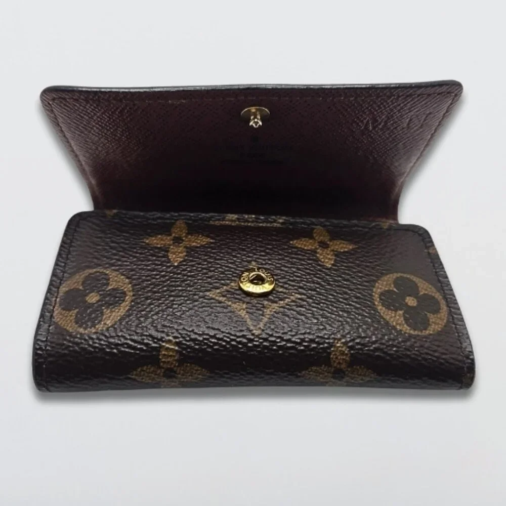 Louis Vuitton Key Holder Monogram Coated Canvas Leather Press-Stud Closure Brown - Picture 3 of 9